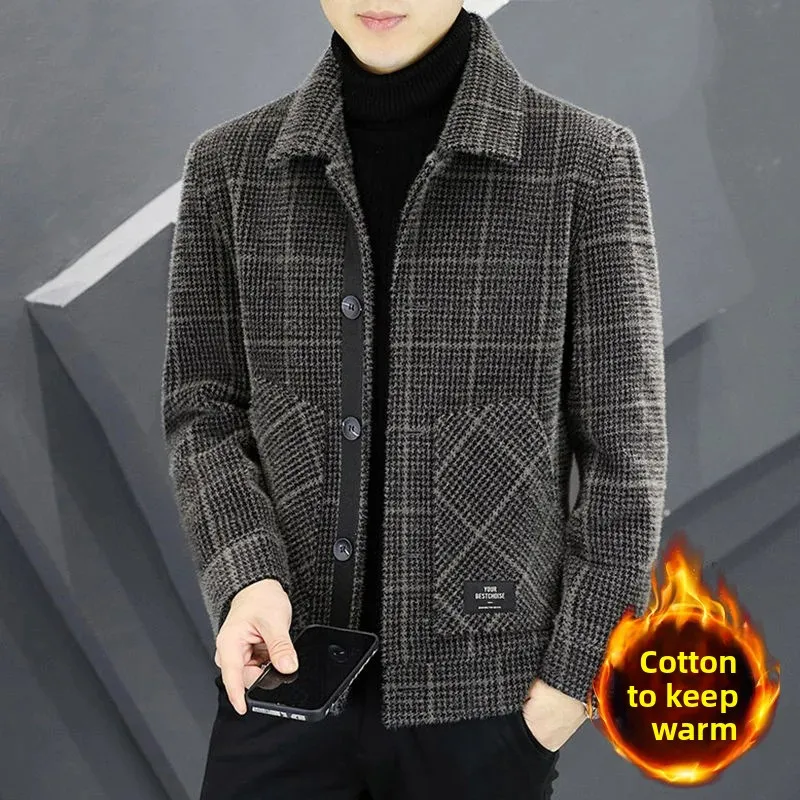 Chaqueta informal de lana gruesa para hombre, ropa de abrigo para hombres de mediana edad y jóvenes, nuevo estilo de otoño e invierno, superventas en vivo