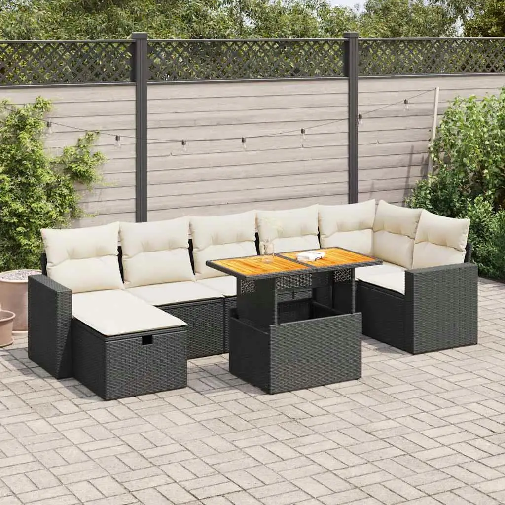 

Stylish Garden Sofa Set Black and Cream White Outdoor Furniture Comfortable Seating for Patio Balcony Garden Decoration