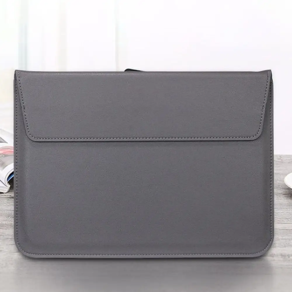 Simple Magnetic Closure 13inch Laptop Bags Envelope Design Leather Laptop Sleeve Pouch Waterproof Bracket Notebook Sleeve Travel