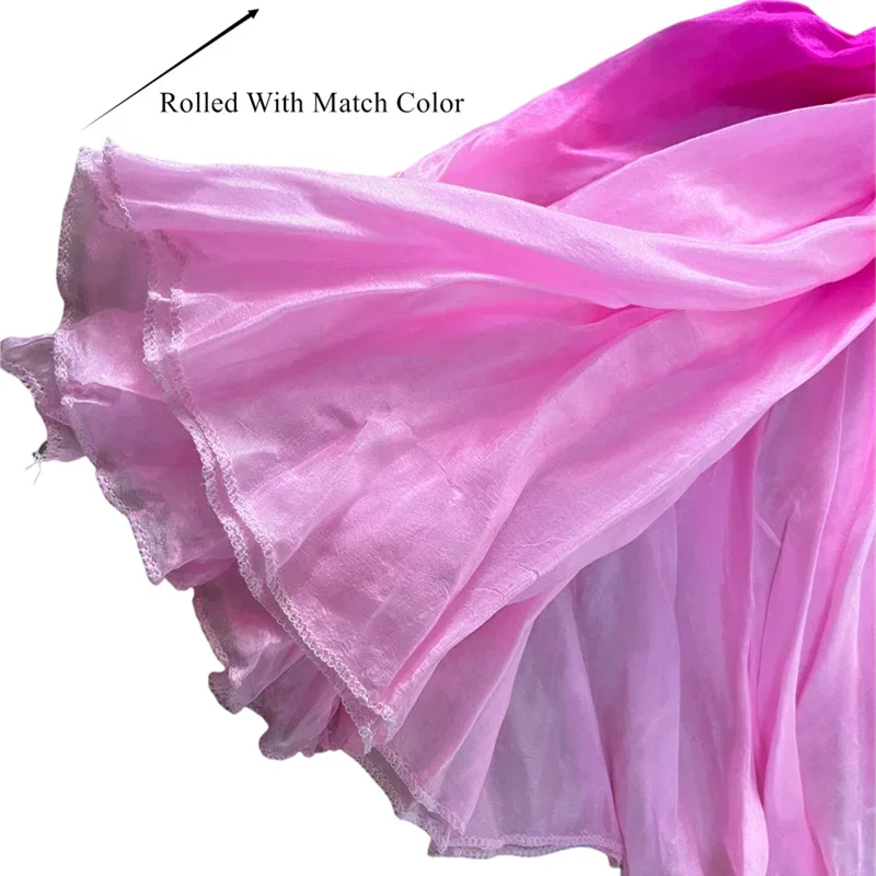 พัดเต้นรำ 2 ชั้น ผ้าไหมแท้ 100% สำหรับผู้หญิง ใช้สำหรับระบำหน้าท้อง อุปกรณ์ประกอบการแสดง งานบูชา งานแต่งงาน งานปาร์ตี้ ชุดเต้นรำ งานแสดงเต้นสแควร์แดนเซอร์ ขนาด 36 ซม.