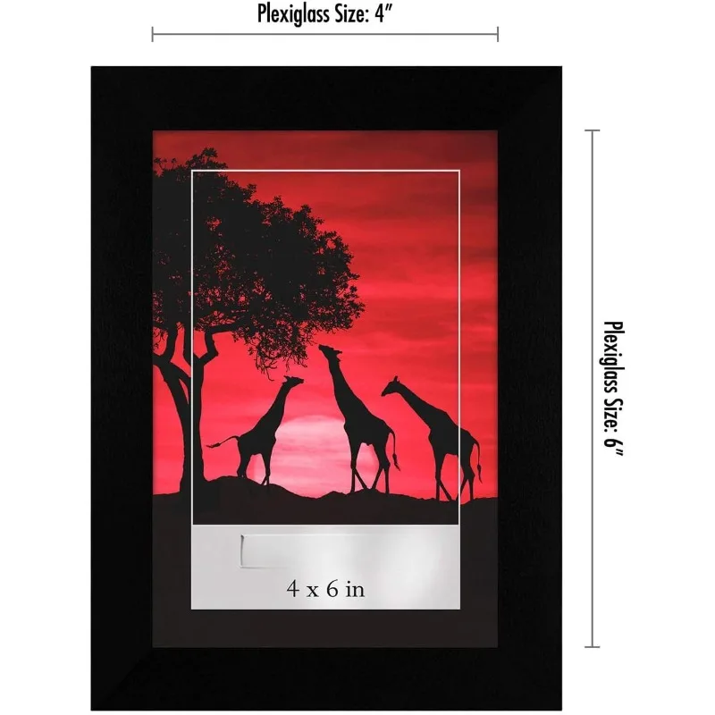 12 counts 4x6 Picture Frame Set in Black - Gallery Wall Frame Set with Polished Plexiglass and Easel - Photo Frames