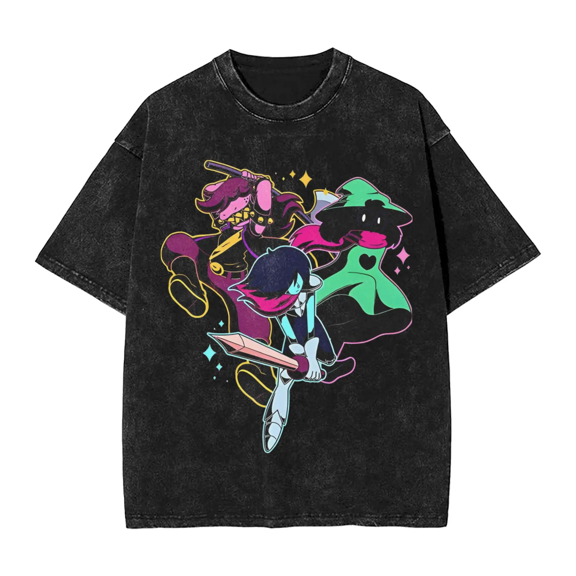 Washed T Shirts Deltarune - Warriors Fashion T-Shirt High Street  Streetwear Short Sleeve Summer Tops Tops Tees for Men Women