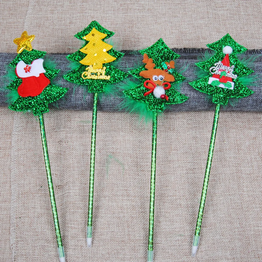 

4 шт., рождественские ручки из смолы, декоративная ручка с мультяшным узором, очаровательный письменный аксессуар для офиса, дома, школы