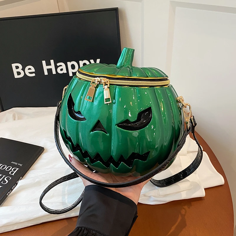 

Solid Creative Stylish Design Handbags for Women 2025 Halloween New Fashion Barrel-Shaped Glossy PU Shoulder & Crossbody Bags
