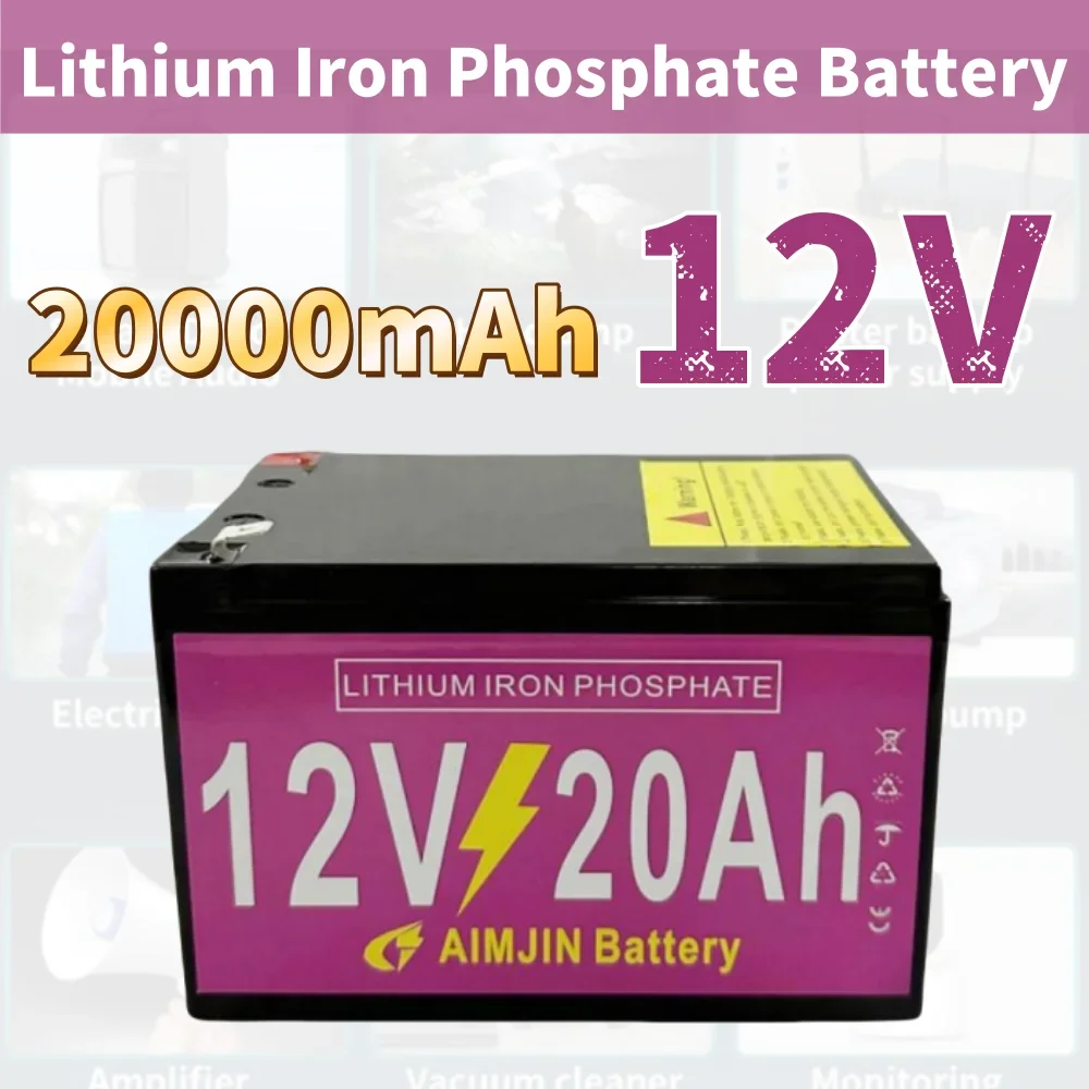 12V 20Ah Rechargeable LiFePO4 Battery Pack 20000mAh For Electric sprayer, children's toy car, solar street lights, emergency lig