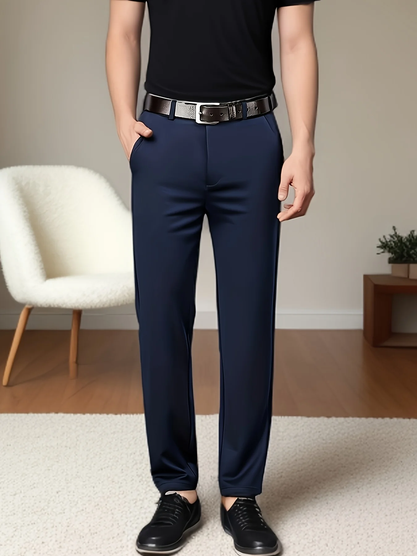 Pantalon design classique pour hommes, pantalon de couleur unie pour les occasions d'affaires du printemps et de l'été, style de luxe classique