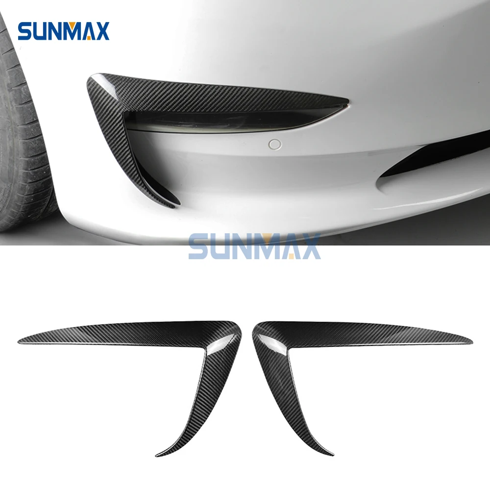 

Для Tesla Model S Model X 2021-2023 передний бампер из углеродного волокна, противотуманные фары, отделка для бровей, сплиттер, внешние аксессуары автомобиля