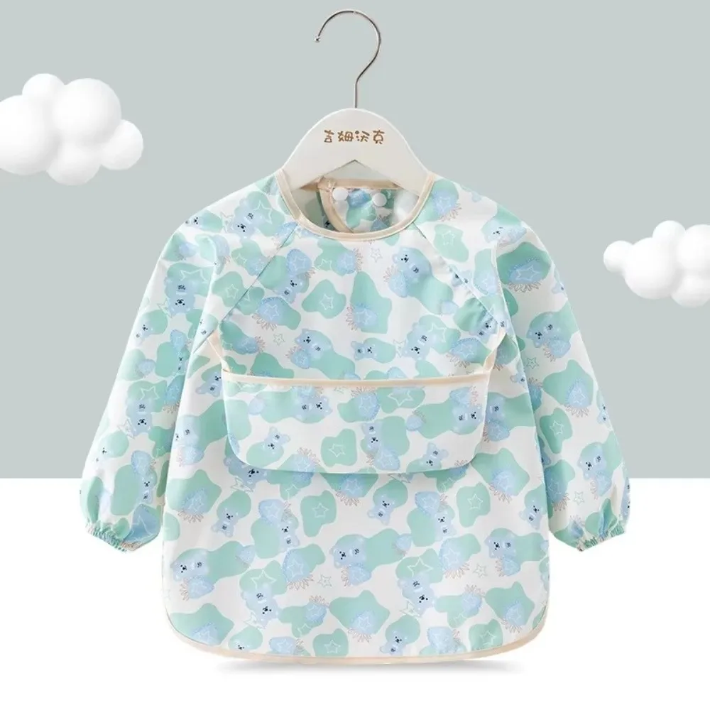Waterproof Child Feeding Bib Rice Pocket Soft Long Sleeve Apron Feeding Blouse Children's Feeding Smock Toddler Bibs