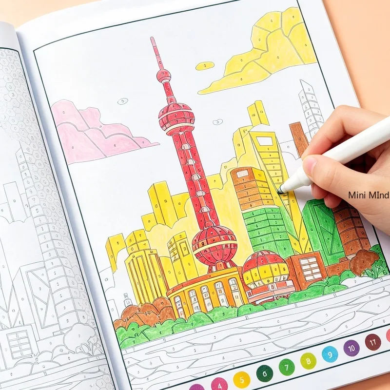 A Digital Coloring Book Focused Training Puzzle Game Book, Decompression DIY Art Enlightenment Coloring Page Pen Not Included