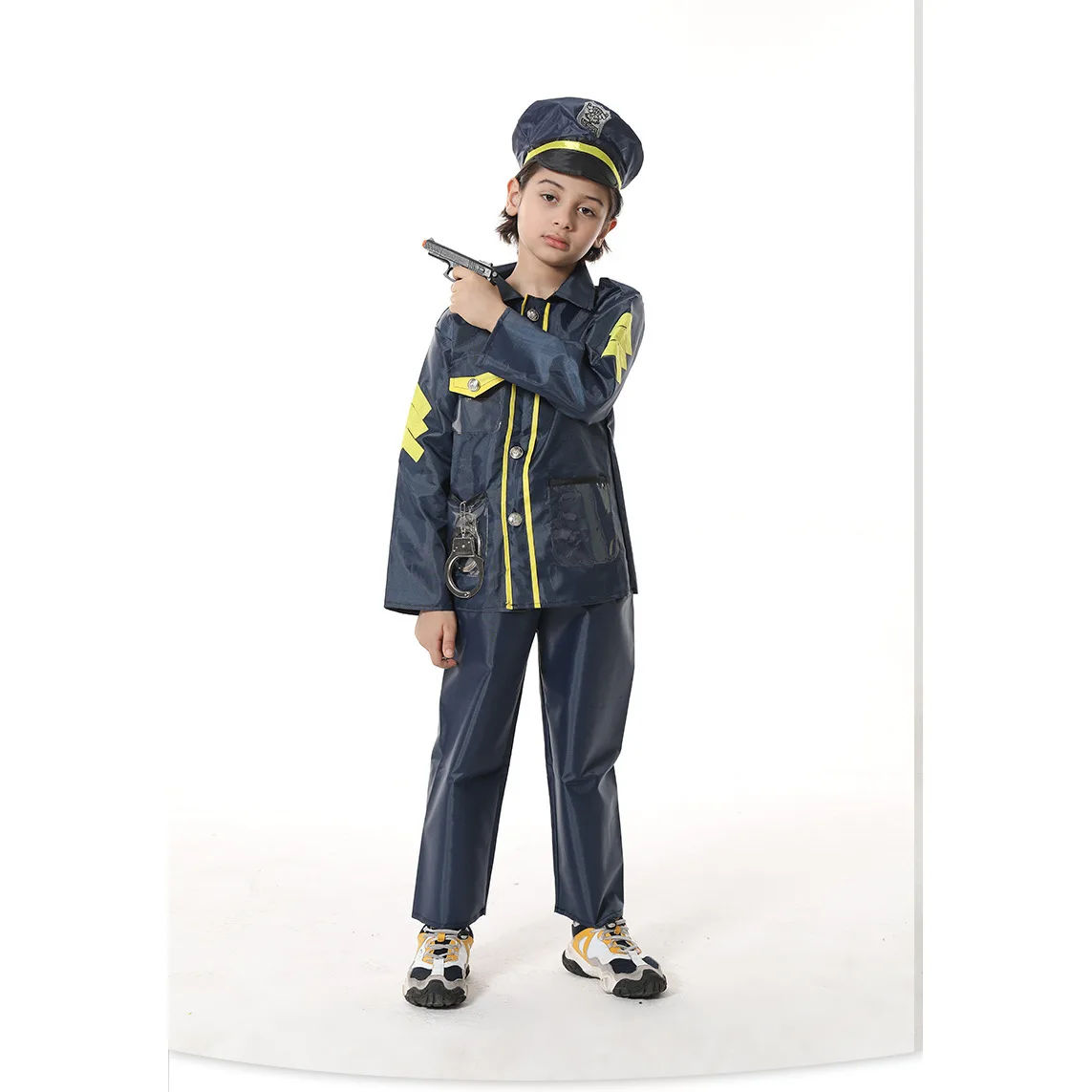 زي رجال الإطفاء للهالوين للأطفال، زي لعب الأدوار، المحامي، الطيار، الزي الشرطة، الأزرق، الحجم 0-80