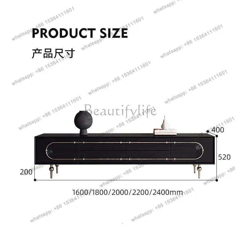 YJ French retro solid wood TV cabinet floor-to-ceiling living room home medium and ancient style high-grade leather TV cabinet