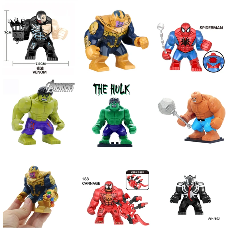 Marvel Superhero Mini Block Avengers Alliance Hulk Destroyer Spider Man Venom Puzzle Assembly Block Toy Children\'s Birthday Gift