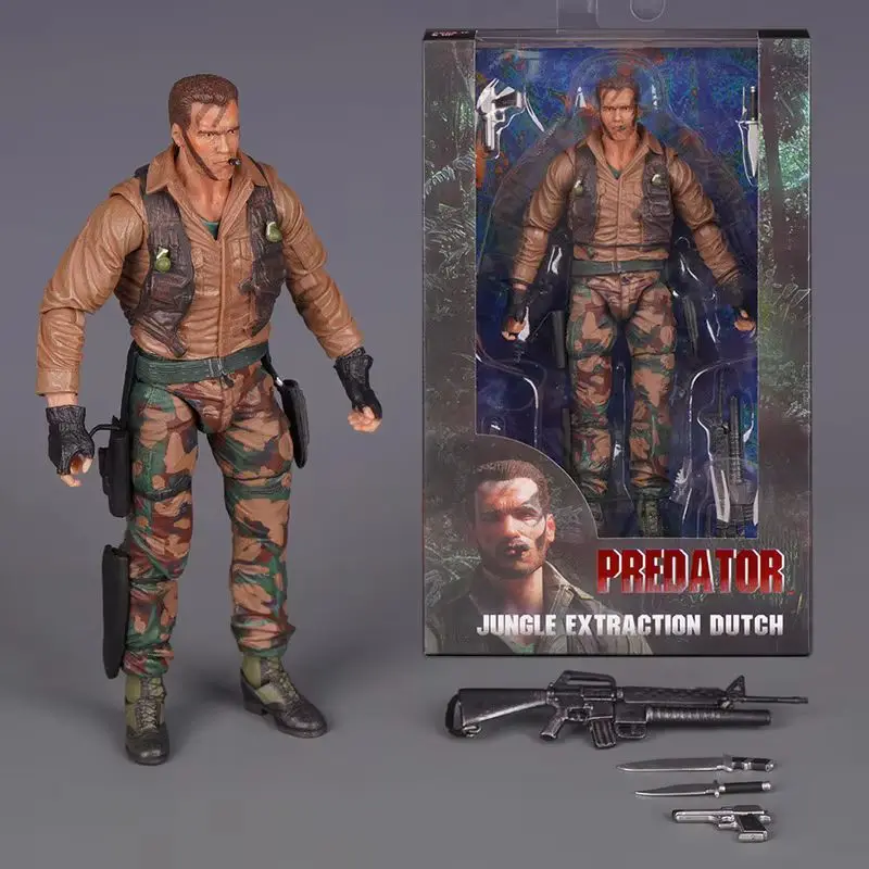 Nouvelle figurine d'action Neca Predator Jungle Extraction Dutch, figurine Schwarzenegger, statue, modèle, décoration de bureau, jouet, cadeau