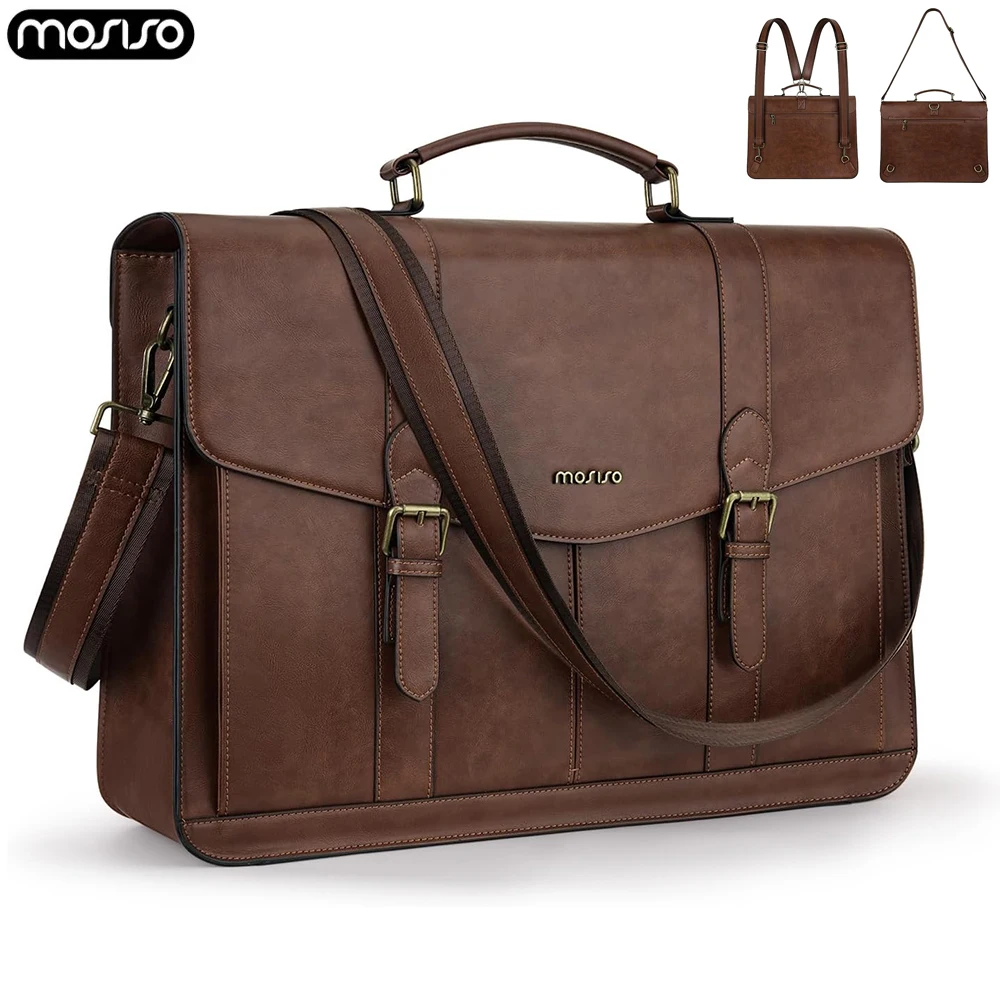 

2025 New Laptop Bag for 15.6" laptops PU Leather Business Handbags Men Messenger Bags Women NoteBook Shoulder Briefcase