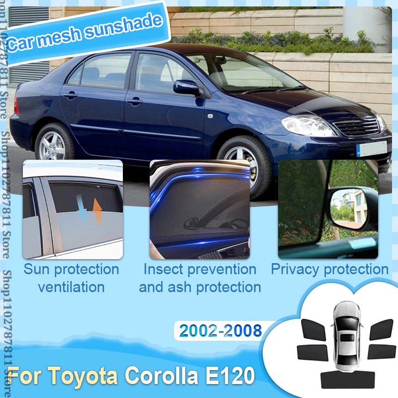 

For Toyota Corolla E120 Accessories 2002-2008 2005 2006 Magnetic Car Sunshade Front Windshield Curtain Side Window Shade Mesh