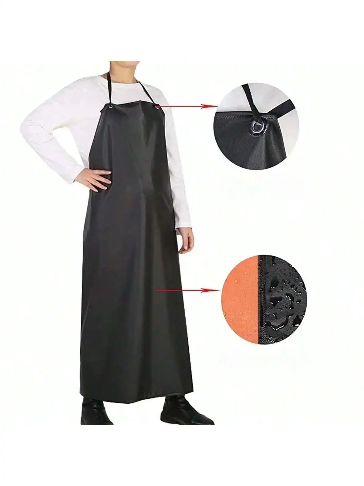 1pc Thickened Apron with Soft Skin for Slaughterhouse Kitchen Labor Protection Apron Black PVC Waterproof and Oil Resistant