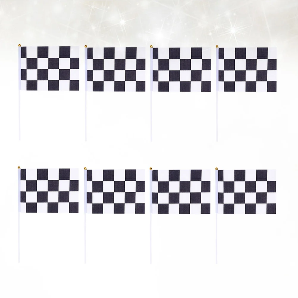 

24Pcs Racing Flag Black White Grid Polyester Durable Hand Waving Flag Driving Race Party Banner Supplies 40cm Stick