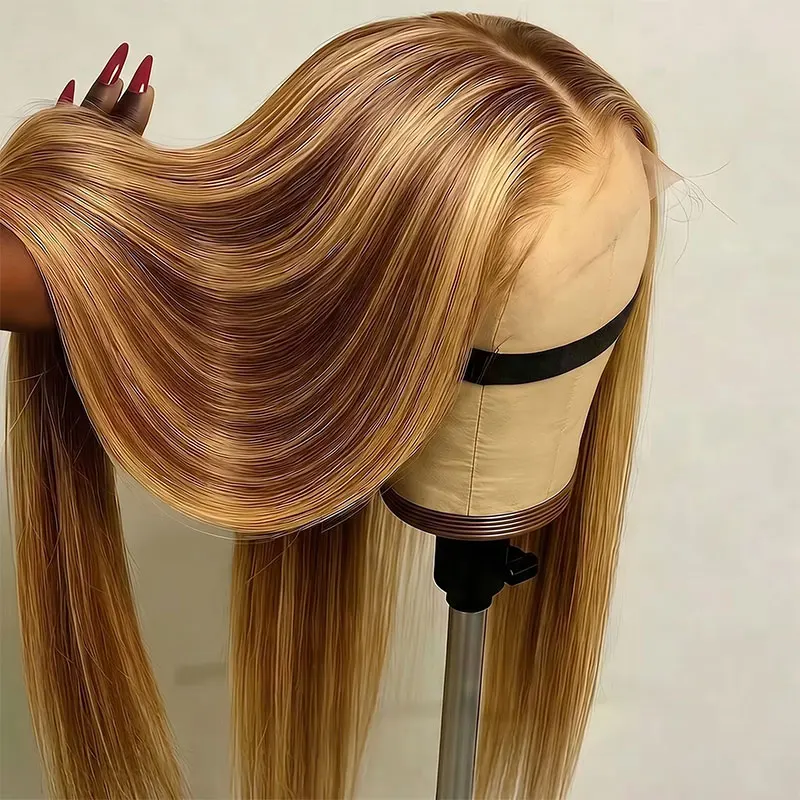 

Highlight Ombre 40 Inch Bone Straight Lace Frontal Human Hair Wigs Brazilian 13x6 Hd Lace Front PrePlucked Wig 360 Full Lace Wig