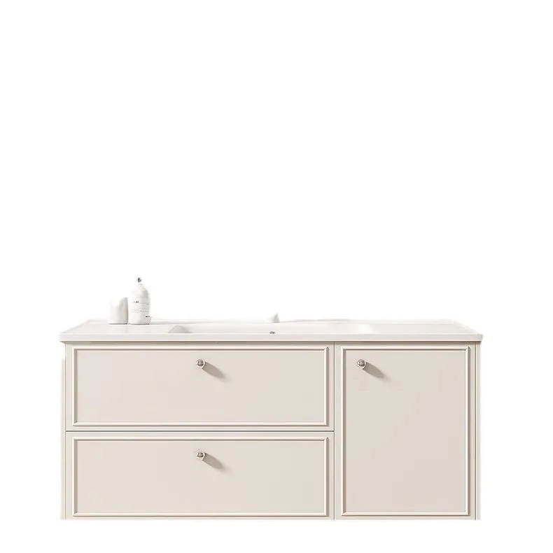 

Кремовый ветер для ванной комнаты, керамическая встроенная раковина, минималистичный ветровой умывальник, комбинированный шкаф для умывальника