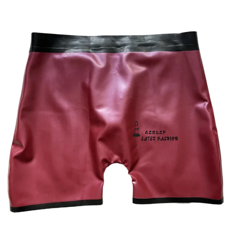 100%  Latex Rubber Men Hip Tight Shorts Sexy Boxer Shorts Zipper