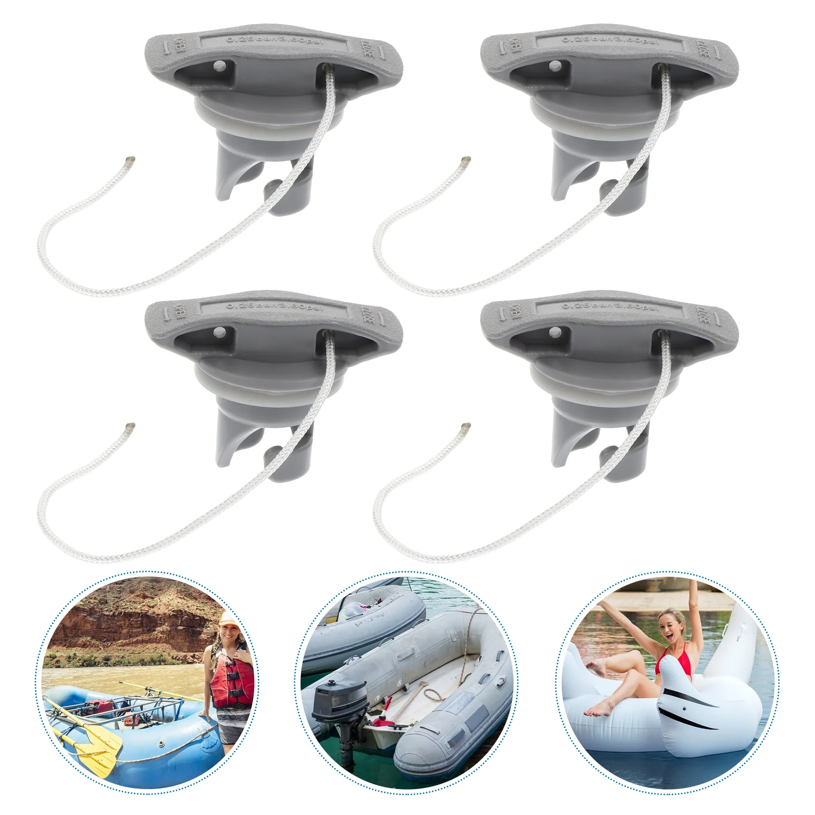 

4 Pcs Kayak Air Valve Cover Adapter Blow up Mattress Full Canoe Pvc Boat Cap Miss Plug