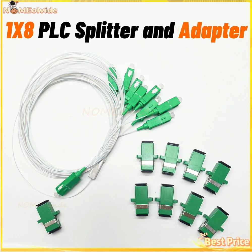 1 PCS/Lot 1X8 PLC SC/APC 0.9mm SM Single Mode G657A1 LSZH&PVC 1m FTTH Fiber Optic Splitter High Quality