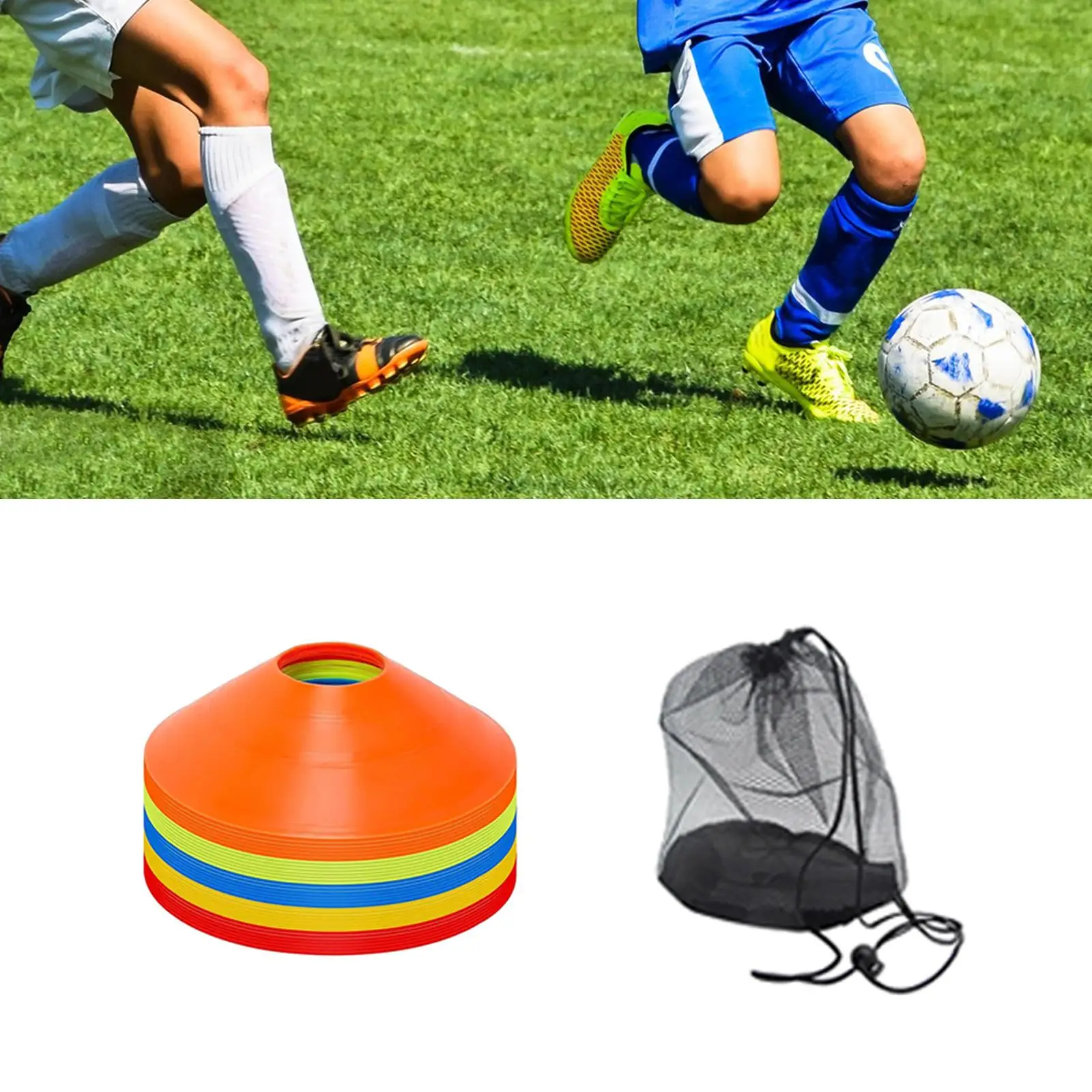 Kerucut Sepak Bola Ketangkasan, Kerucut Cakram, Ringan, Peralatan Latihan Kokoh Kerucut Olahraga dengan Tas Penyimpanan untuk Sepak Bola Basket