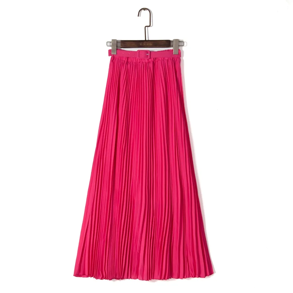 Spring Bohemian Pleated Maxi Skirts Womens Summer Solid Color High Waist Chiffon Long Skirt Tutu Elegant Ladies Black