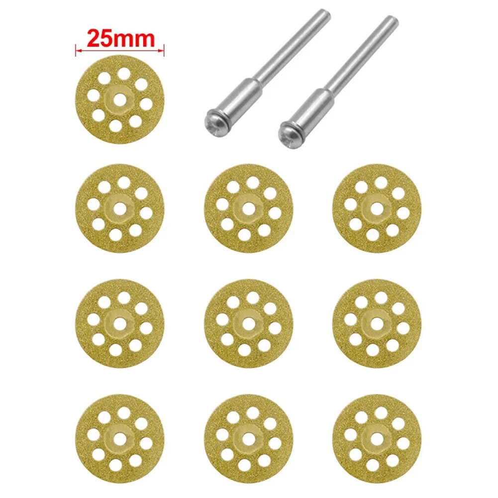 10 buah roda pemotong berlian Mini, dengan Mandrel 20/22/25/30mm pisau gergaji bundar cakram pemotong untuk ukiran alat listrik Putar