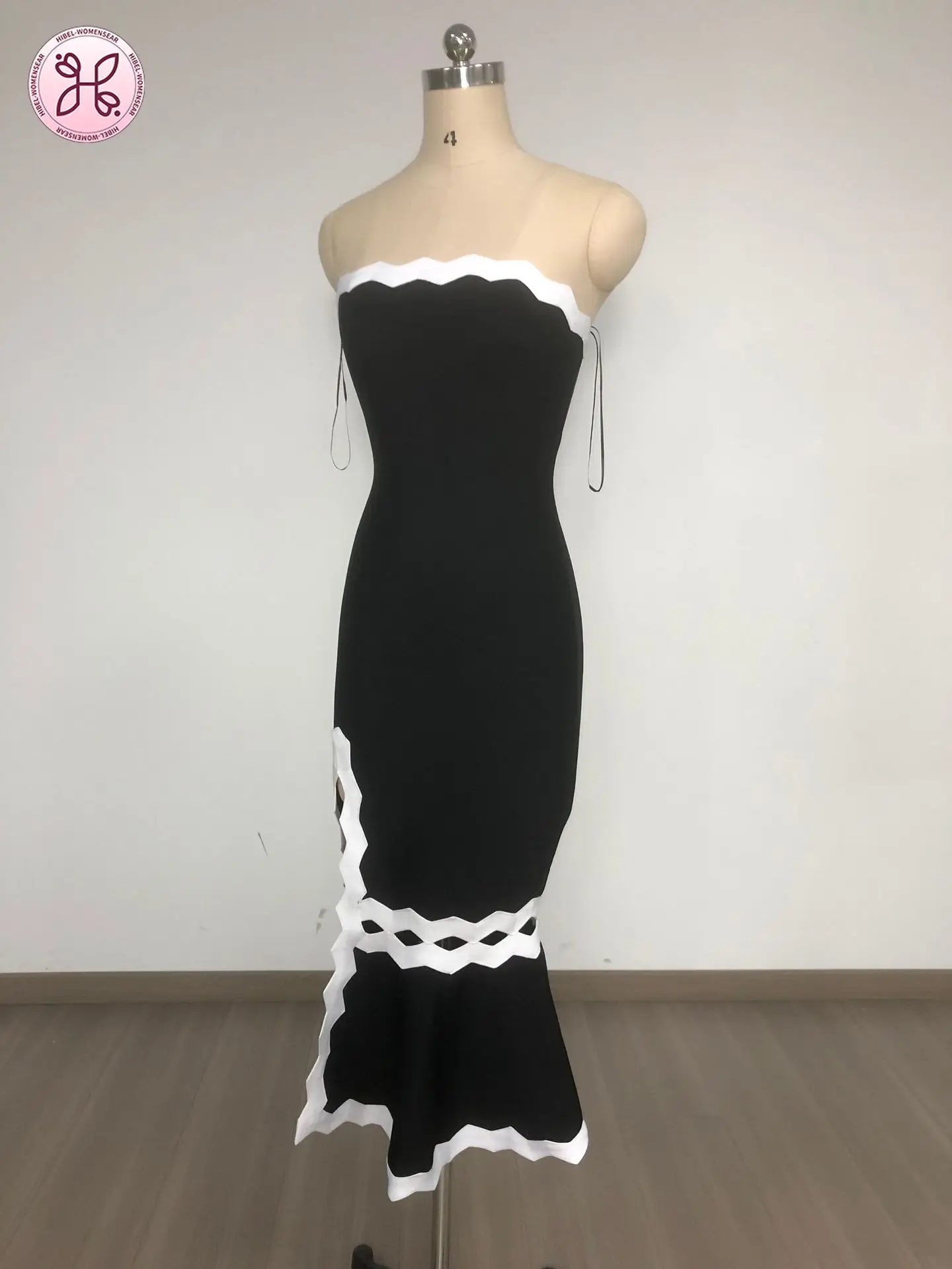 Vestido de sirena con vendaje sexy: vestido ajustado de jacquard con corpiño (elegante ropa de noche y fiesta para mujer)