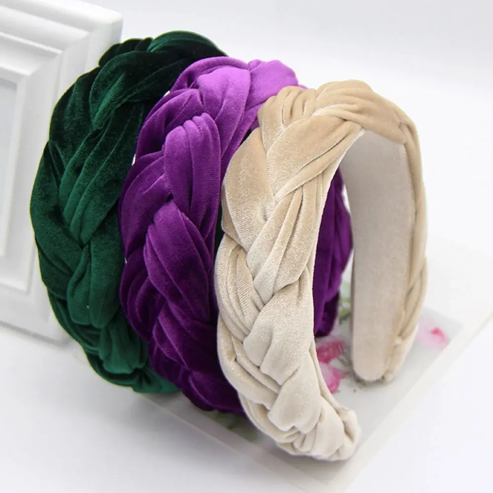 Soft Velvet Hair Accessories Vintage Solid Color Women Headband Sponge Headwear Hair Band Autumn Winter Hairband