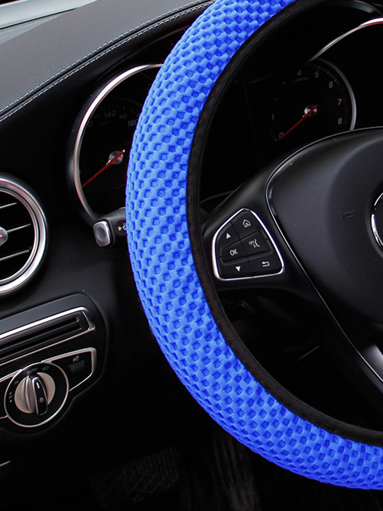 Summer Four Seasons Breathable Massage Comfortable Mesh Cloth Car Steering Wheel Cover Women's Car Accessories Black