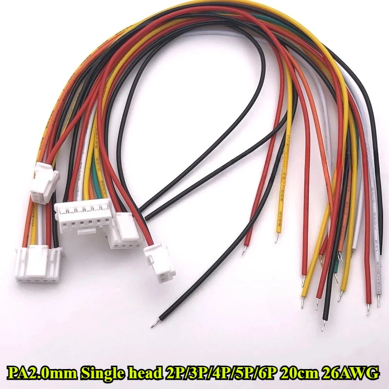 PA2.0mm Single Head With Lock Buckle 2P/3P/4P/5P/6P PAE 2.0mm Pitch Terminal Wire Length 20CM 26AWG Electronic Wire Connector