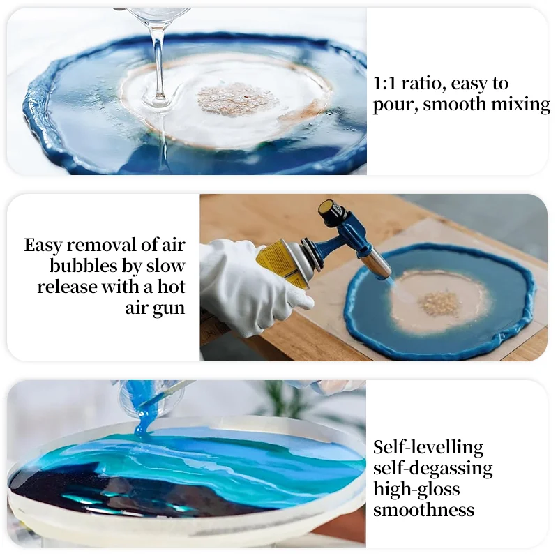 Crystal Clear Epoxy Resin Kit, Bubbles Free Epoxy Resin, Table Top & Bar Top Casting Resin, Clear Epoxy Resin for Art Crafts