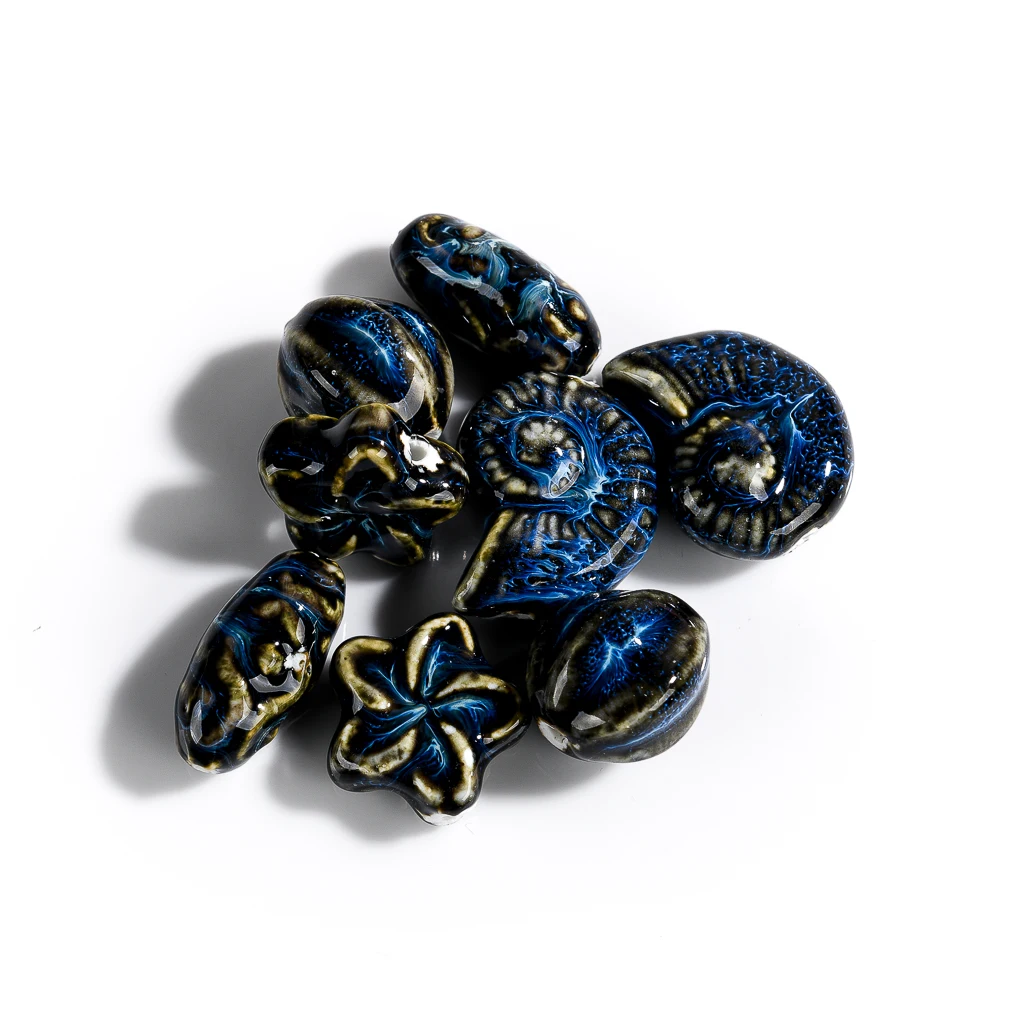 Unique Chic Mystic Blue DIY Ceramic Beads Retro Porcelain Jewelry Accessories DIY Handmade For Making #XN575