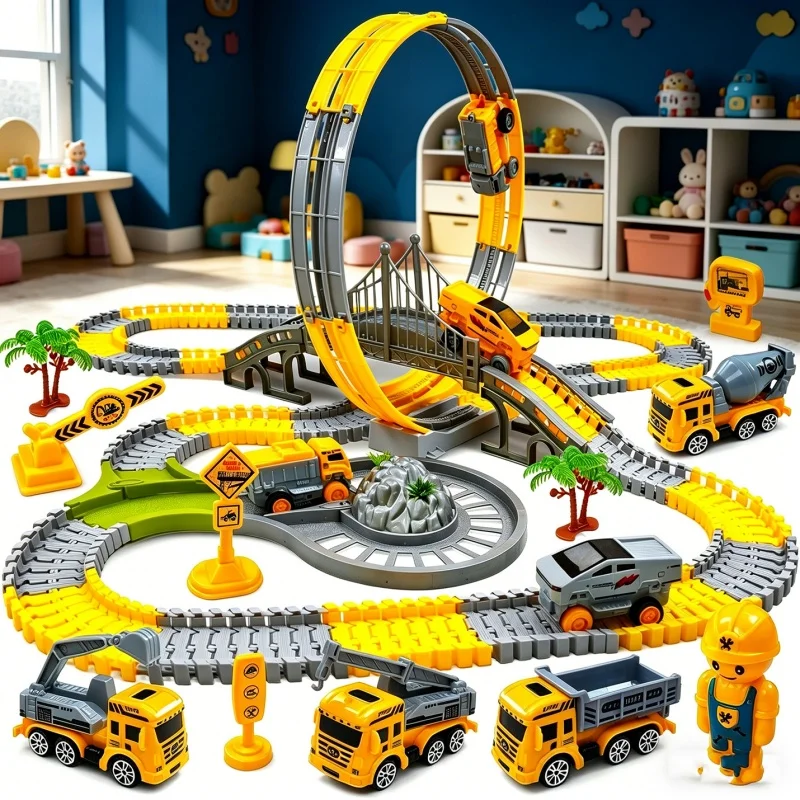 

Electric Rail Car Toy Children Magic Climbing Track Toy Engineering Car Kids Educational Toys Track Car Train Toys for Birthday