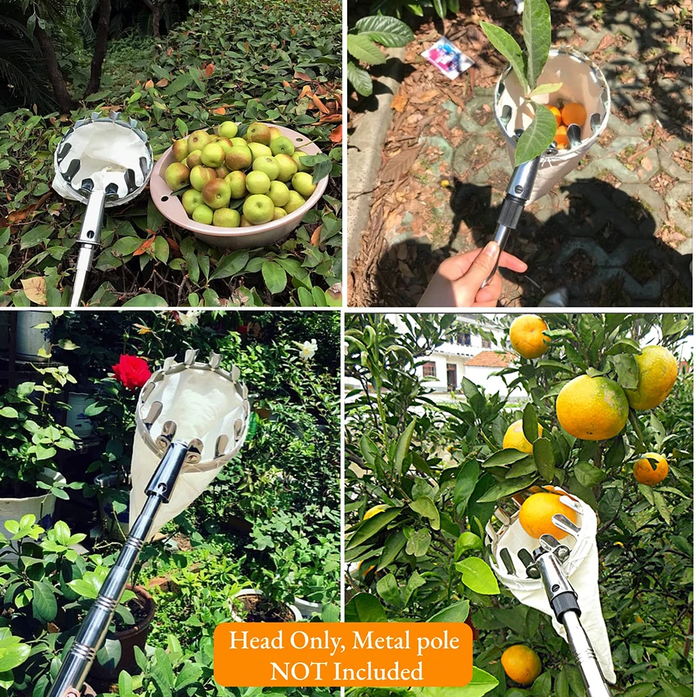 1pc Fruit Picker Tool, Metal Cherry Picker Tool, Fruit Picker Basket Head,Fruit Harvester Attachment Garden Hardware Tools