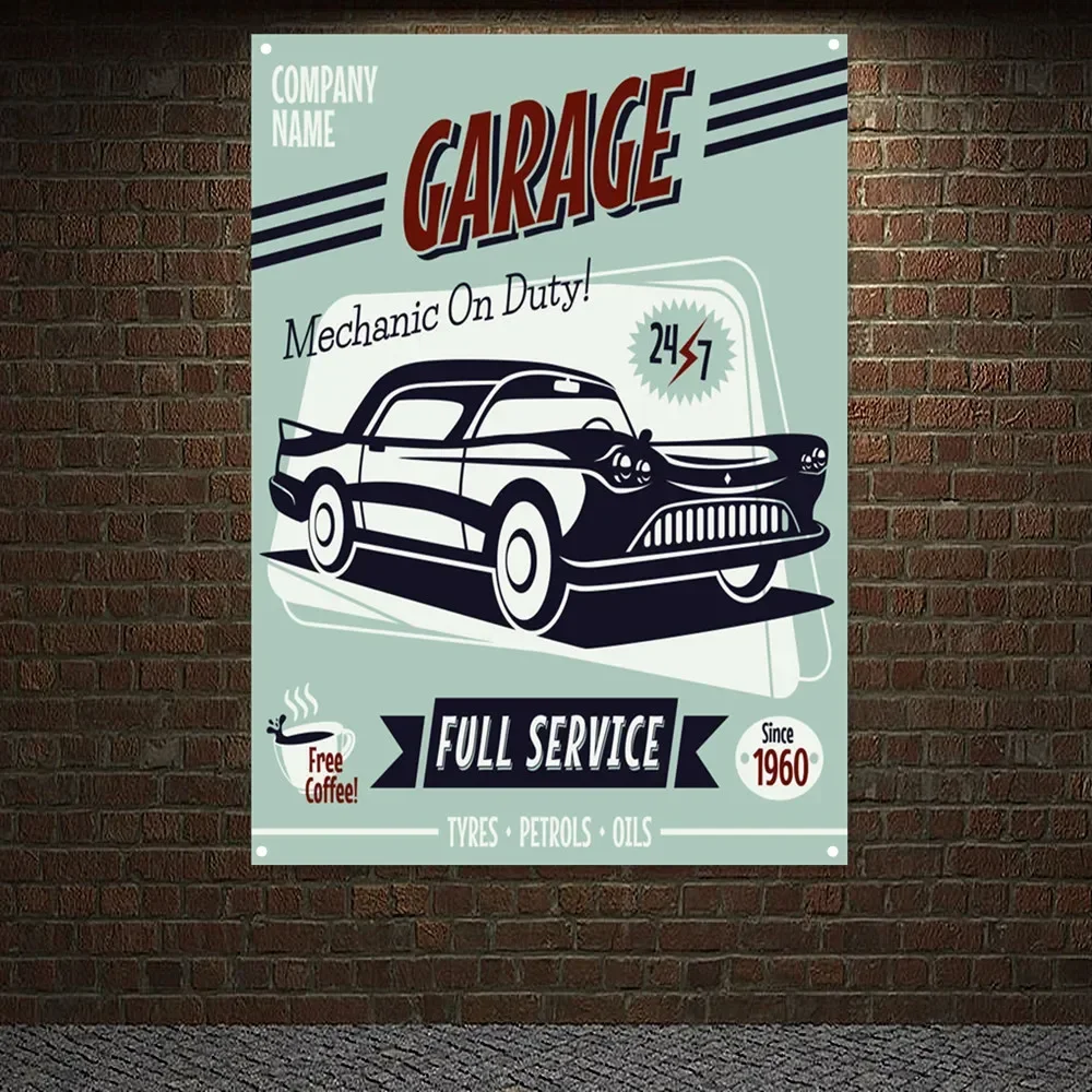 Free Coffee! Vintage CAR Full SERVICE Poster Flag Auto Repair Shop Wall Decor Banner Wall Art Painting Tapestry For Garage