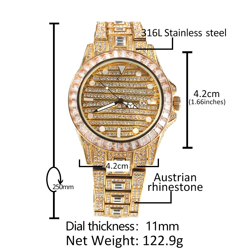 Luxury Hip Hop Watch Large Dial Unique Design New Diamond Accent High Quality Designer Wristwatch Quartz Movement Timepiece