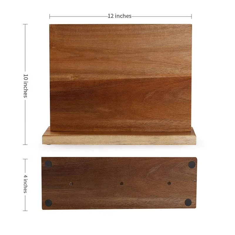 Hot Selling Kitchen Knife Accessory Acacia Wood Storage Block Stand Magnetic Strip Knife Magnet Holder Wood Magnetic Knife Block