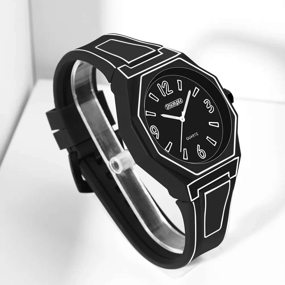 Orologio da polso al quarzo stile: quadrante rotondo, unità elettronica, cinturino in silicone, unisex, stile contemporaneo, design pulito, regali per le vacanze