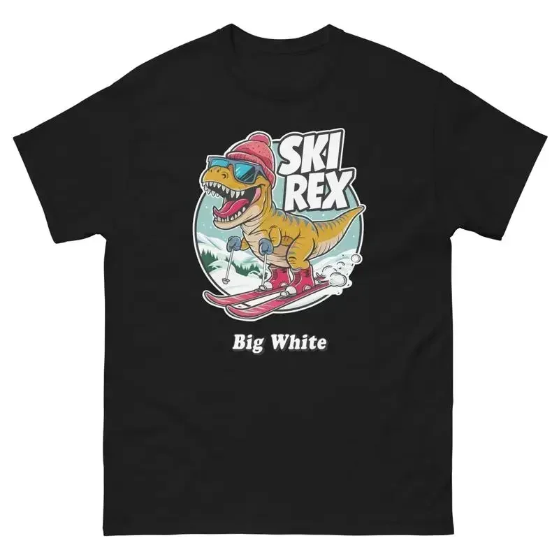 Big White Ski Rex Skiing T Dinosaur Shirt Dino Skier