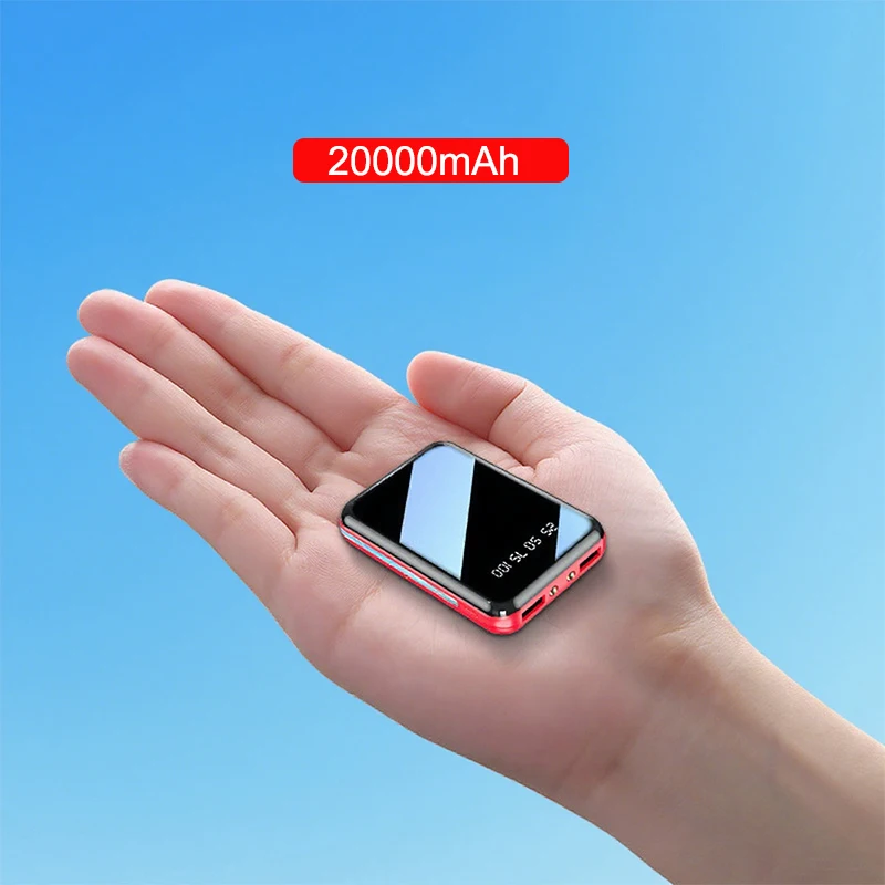 

20000mAh Mini Power Bank Portable Charger Mirror Screen LED Digital Powerbank for iPhone Samsung Huawei Xiaomi External Battery