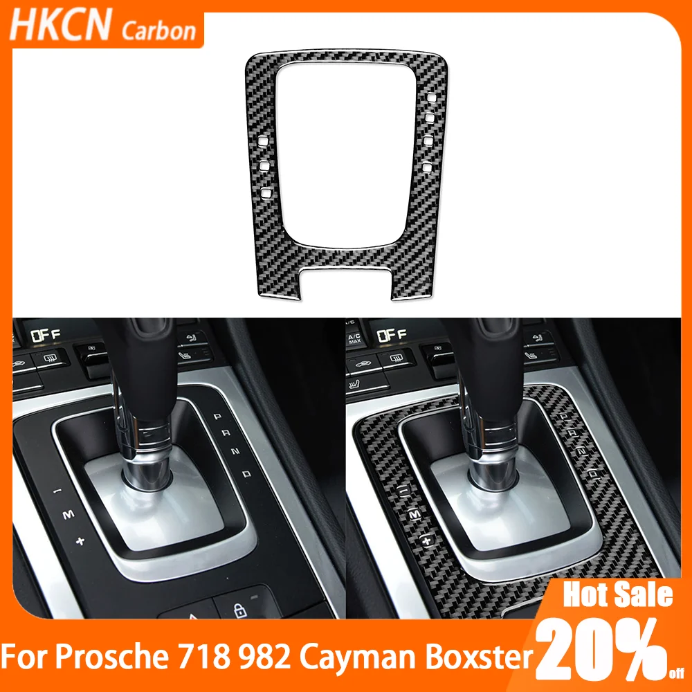 

Carbon Fiber Car Accessories Console Gears Shifter Panel Interior Cover Trim Modified Sticker For Porsche 718 982 Cayman Boxster