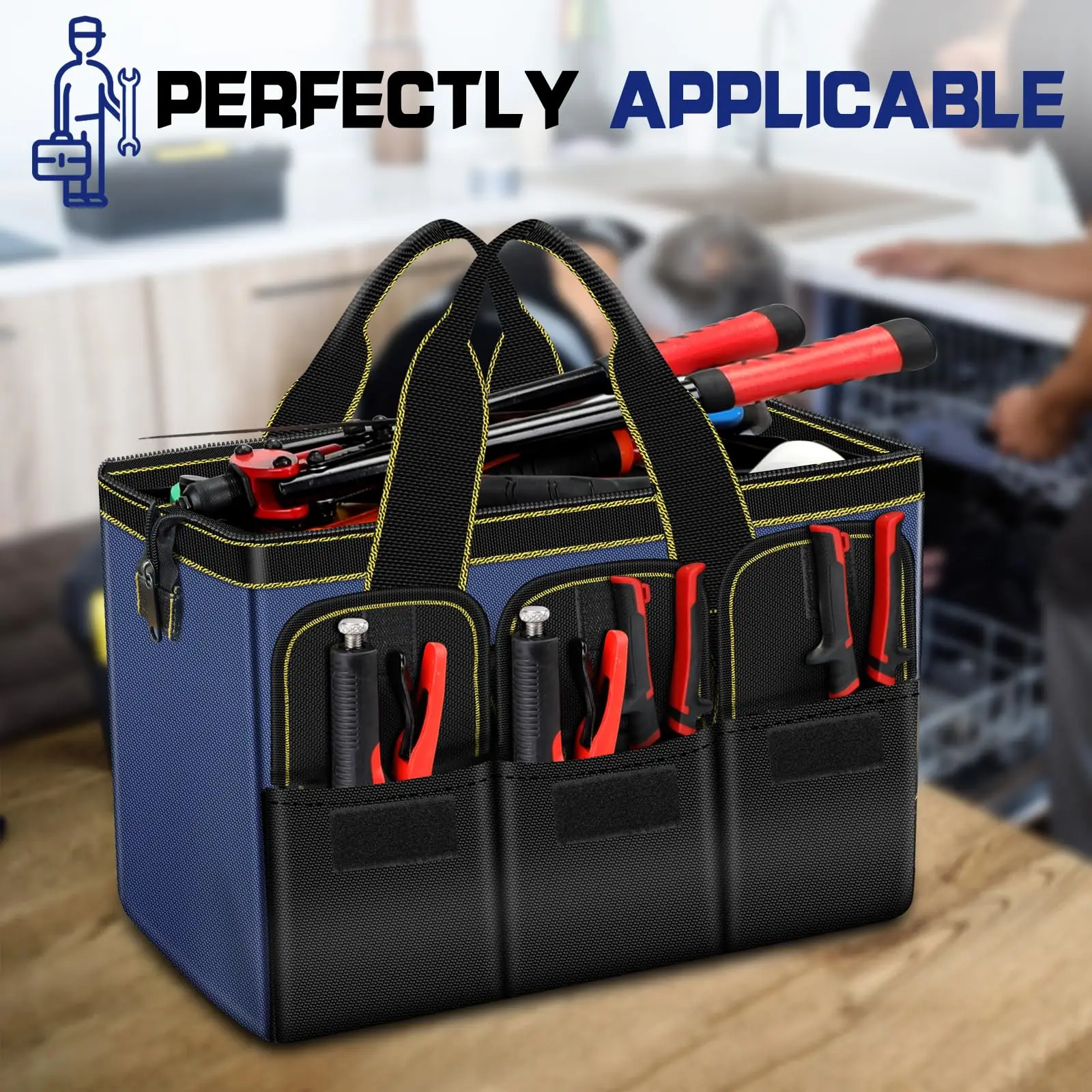 Multifunctional Tool Bag Large Capacity Oxford Canvas Waterproof Bag Thicken Wear-Resistant Tool Repair Storage Electrician Bag