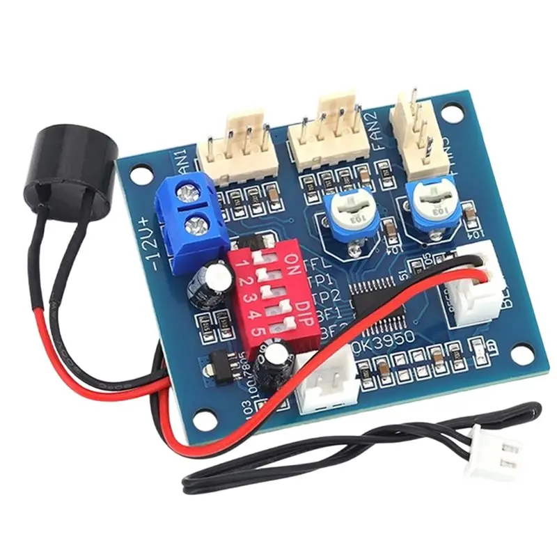 【ELECTRONIC-ACCESSORIES】PWM PC CPU Fan Temperature Control Speed Controller Board Speed Controller Temperature Probe Buzzle DC 1