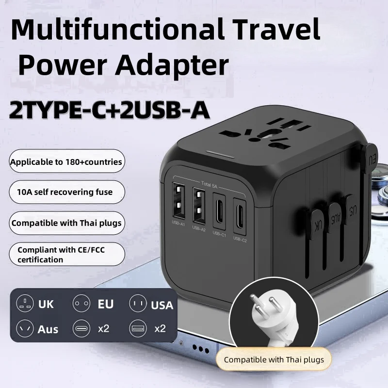 

Multi Functional Conversion Socket International Trave Converter Plug 5a Fast Charging USB Type-C Multi-Country Adapter