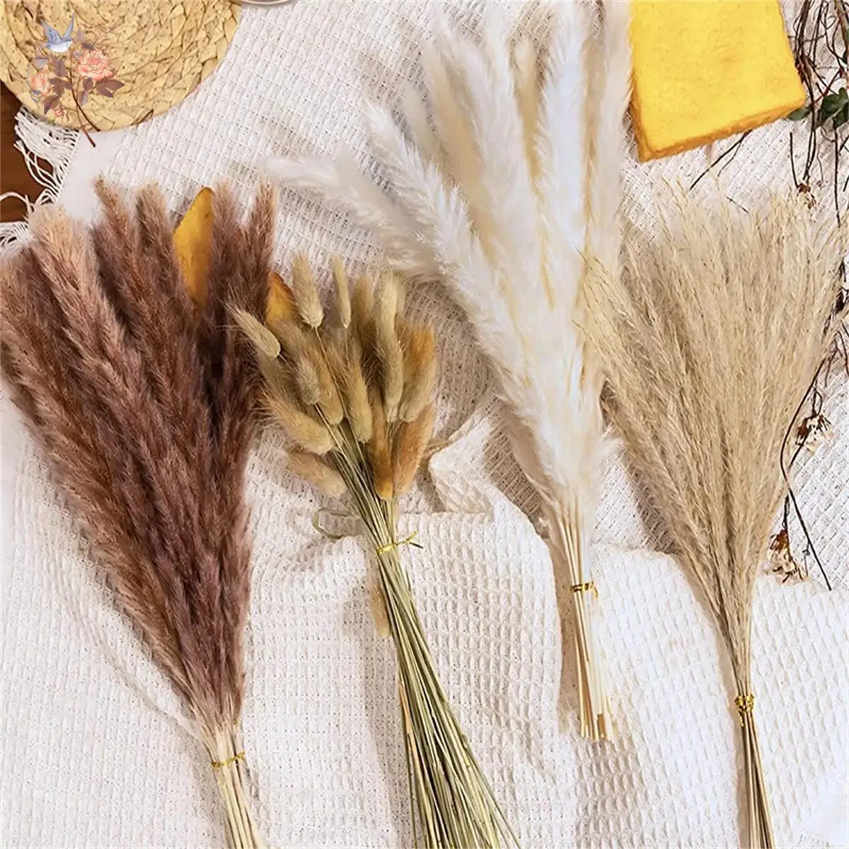 

100 Pieces Natural Dried Flowers Fluffy Pampas Decoration Wedding Real Rabbit Tails Grass Bouquet Boho Rustic Home Arrangement