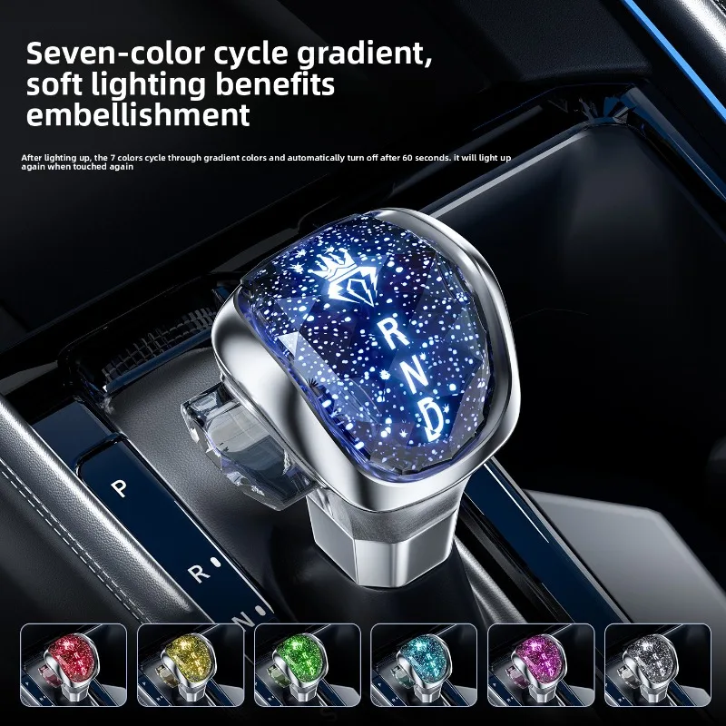 Starry Crystal Shift Knob Universal Automatic LED Light Button Gear Shifter Mod Accessories