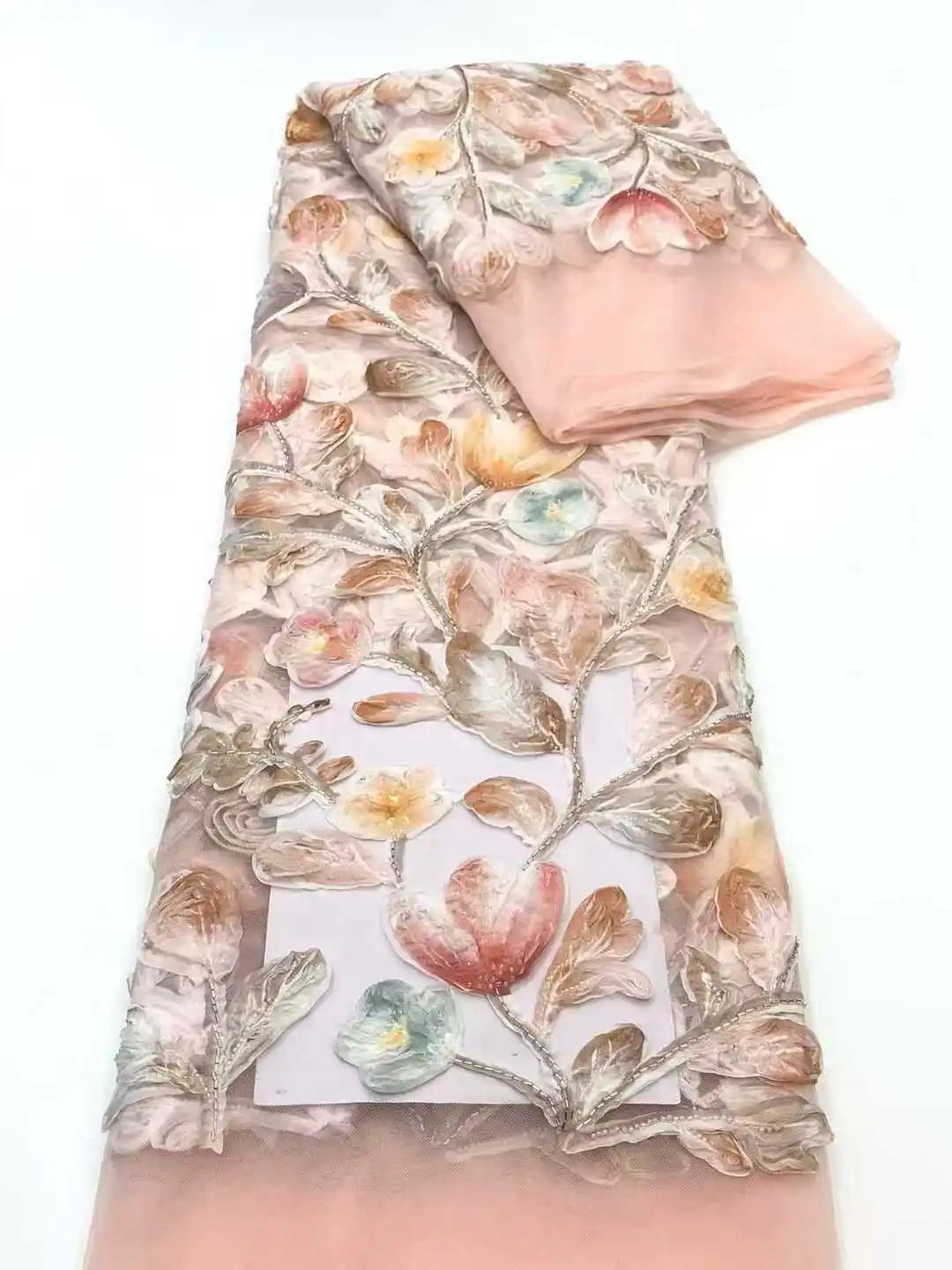Ultimo tessuto africano del pizzo del fiore 3D ricamo tessuto francese del pizzo della maglia fiore di lusso sposo pizzo nigeriano di tulle per la festa